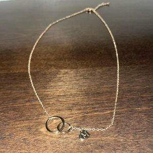 Gold two ring necklace with M initial or M for mother